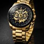 FORSINING Fully Automatic Mechanical Watch for Men | Open-Heart Working Gears Dial, Transparent Case Back | batttery Required Just Shake & Wear