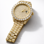 KHRIST Luxury Gold-Tone Crystal-Studded Analog Watch for Men | Diamond-Style Dial & Bracelet | Elegant Party & Occasion Wear Timepiece