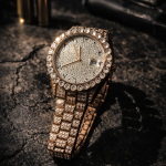 KHRIST Luxury Gold-Tone Crystal-Studded Analog Watch for Men | Diamond-Style Dial & Bracelet | Elegant Party & Occasion Wear Timepiece