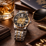 KHRIST Premium Fully Automatic Mechanical Analog Watch for Men | Exposed Working Gears Dial & Transparent Case Back | Precision Engineering, Luxury Craftsmanship & Timeless Elegance