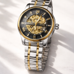 FORSINING Fully Automatic Mechanical Watch for Men | Open-Heart Working Gears Dial, Transparent Case Back | Battery Required Just Shake & Wear