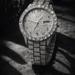 KHRIST Luxury Gold-Tone Crystal-Studded Analog Watch for Men | Diamond-Style Dial & Bracelet | Elegant Party & Occasion Wear Timepiece