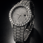 KHRIST Luxury Gold-Tone Crystal-Studded Analog Watch for Men | Diamond-Style Dial & Bracelet | Elegant Party & Occasion Wear Timepiece