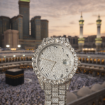 KHRIST Luxury Gold-Tone Crystal-Studded Analog Watch for Men | Diamond-Style Dial & Bracelet | Elegant Party & Occasion Wear Timepiece