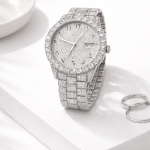 KHRIST Luxury Gold-Tone Crystal-Studded Analog Watch for Men | Diamond-Style Dial & Bracelet | Elegant Party & Occasion Wear Timepiece