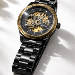 FORSINING Fully Automatic Mechanical Watch for Men | Open-Heart Working Gears Dial, Transparent Case Back | Battery Required Just Shake & Wear