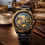 KHRIST Premium Fully Automatic Mechanical Analog Watch for Men | Exposed Working Gears Dial & Transparent Case Back | Precision Engineering, Luxury Craftsmanship & Timeless Elegance