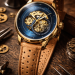 KHRIST Premium Fully Automatic Mechanical Analog Watch for Men | Exposed Working Gears Dial & Transparent Case Back | Precision Engineering, Luxury Craftsmanship & Timeless Elegance