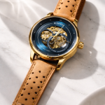 KHRIST Premium Fully Automatic Mechanical Analog Watch for Men | Exposed Working Gears Dial & Transparent Case Back | Precision Engineering, Luxury Craftsmanship & Timeless Elegance