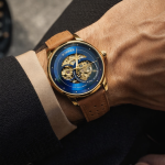 FORSINING Fully Automatic Mechanical Watch for Men | Open-Heart Working Gears Dial, Transparent Case Back | Battery Required Just Shake & Wear