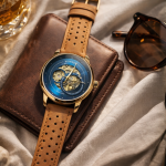 FORSINING Fully Automatic Mechanical Watch for Men | Open-Heart Working Gears Dial, Transparent Case Back | Battery Required Just Shake & Wear