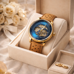 FORSINING Fully Automatic Mechanical Watch for Men | Open-Heart Working Gears Dial, Transparent Case Back | Battery Required Just Shake & Wear