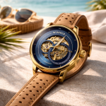 FORSINING Fully Automatic Mechanical Watch for Men | Open-Heart Working Gears Dial, Transparent Case Back | Battery Required Just Shake & Wear