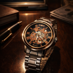 FORSINING Fully Automatic Mechanical Watch for Men | Open-Heart Working Gears Dial, Transparent Case Back | Battery Required Just Shake & Wear