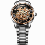 FORSINING Fully Automatic Mechanical Watch for Men | Open-Heart Working Gears Dial, Transparent Case Back | Battery Required Just Shake & Wear