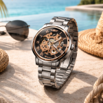 KHRIST Premium Fully Automatic Mechanical Analog Watch for Men | Exposed Working Gears Dial & Transparent Case Back | Precision Engineering, Luxury Craftsmanship & Timeless Elegance