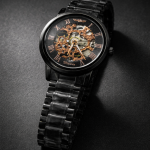 FORSINING Fully Automatic Mechanical Watch for Men | Open-Heart Working Gears Dial, Transparent Case Back | Battery Required Just Shake & Wear