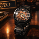 FORSINING Fully Automatic Mechanical Watch for Men | Open-Heart Working Gears Dial, Transparent Case Back | Battery Required Just Shake & Wear