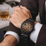 FORSINING Fully Automatic Mechanical Watch for Men | Open-Heart Working Gears Dial, Transparent Case Back | Battery Required Just Shake & Wear