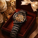 KHRIST Premium Fully Automatic Mechanical Analog Watch for Men | Exposed Working Gears Dial & Transparent Case Back | Precision Engineering, Luxury Craftsmanship & Timeless Elegance