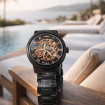 FORSINING Fully Automatic Mechanical Watch for Men | Open-Heart Working Gears Dial, Transparent Case Back | Battery Required Just Shake & Wear