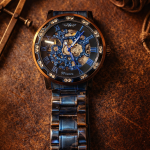 FORSINING Fully Automatic Mechanical Watch for Men | Open-Heart Working Gears Dial, Transparent Case Back | Battery Required Just Shake & Wear