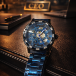 FORSINING Fully Automatic Mechanical Watch for Men | Open-Heart Working Gears Dial, Transparent Case Back | Battery Required Just Shake & Wear