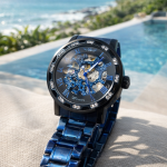 FORSINING Fully Automatic Mechanical Watch for Men | Open-Heart Working Gears Dial, Transparent Case Back | Battery Required Just Shake & Wear