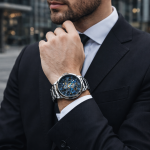 FORSINING Fully Automatic Mechanical Watch for Men | Open-Heart Working Gears Dial, Transparent Case Back | Battery Required Just Shake & Wear