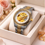 KHRIST Premium Fully Automatic Mechanical Analog Watch for Men | Exposed Working Gears Dial & Transparent Case Back | Precision Engineering, Luxury Craftsmanship & Timeless Elegance