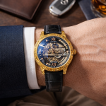 FORSINING Fully Automatic Mechanical Watch for Men | Open-Heart Working Gears Dial, Transparent Case Back | Battery Required Just Shake & Wear