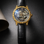 FORSINING Fully Automatic Mechanical Watch for Men | Open-Heart Working Gears Dial, Transparent Case Back | Battery Required Just Shake & Wear