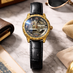 FORSINING Fully Automatic Mechanical Watch for Men | Open-Heart Working Gears Dial, Transparent Case Back | Battery Required Just Shake & Wear