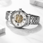 FORSINING Fully Automatic Mechanical Watch for Men | Open-Heart Working Gears Dial, Transparent Case Back | Battery Required Just Shake & Wear