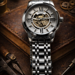 FORSINING Fully Automatic Mechanical Watch for Men | Open-Heart Working Gears Dial, Transparent Case Back | Battery Required Just Shake & Wear