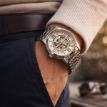 FORSINING Fully Automatic Mechanical Watch for Men | Open-Heart Working Gears Dial, Transparent Case Back | Battery Required Just Shake & Wear