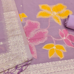 Mint Green Floral Print Cotton Suit Dress Material with Dupatta