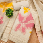 Mint Green Floral Print Cotton Suit Dress Material with Dupatta