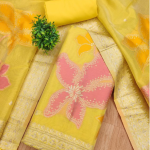 Mint Green Floral Print Cotton Suit Dress Material with Dupatta