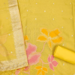 Mint Green Floral Print Cotton Suit Dress Material with Dupatta