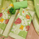 Pista Green Floral Print Suit Dress Material with Dupatta