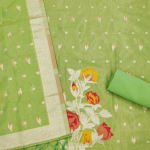Pista Green Floral Print Suit Dress Material with Dupatta