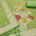 Pista Green Floral Print Suit Dress Material with Dupatta