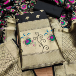 Pink Floral Designer Silk Suit Set with Zari Border