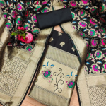 Pink Floral Designer Silk Suit Set with Zari Border