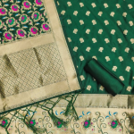 Pink Floral Designer Silk Suit Set with Zari Border