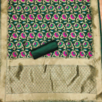 Pink Floral Designer Silk Suit Set with Zari Border