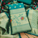 RAMA Floral Designer Silk Suit Set with Zari Border