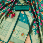 RAMA Floral Designer Silk Suit Set with Zari Border