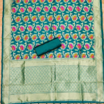 RAMA Floral Designer Silk Suit Set with Zari Border